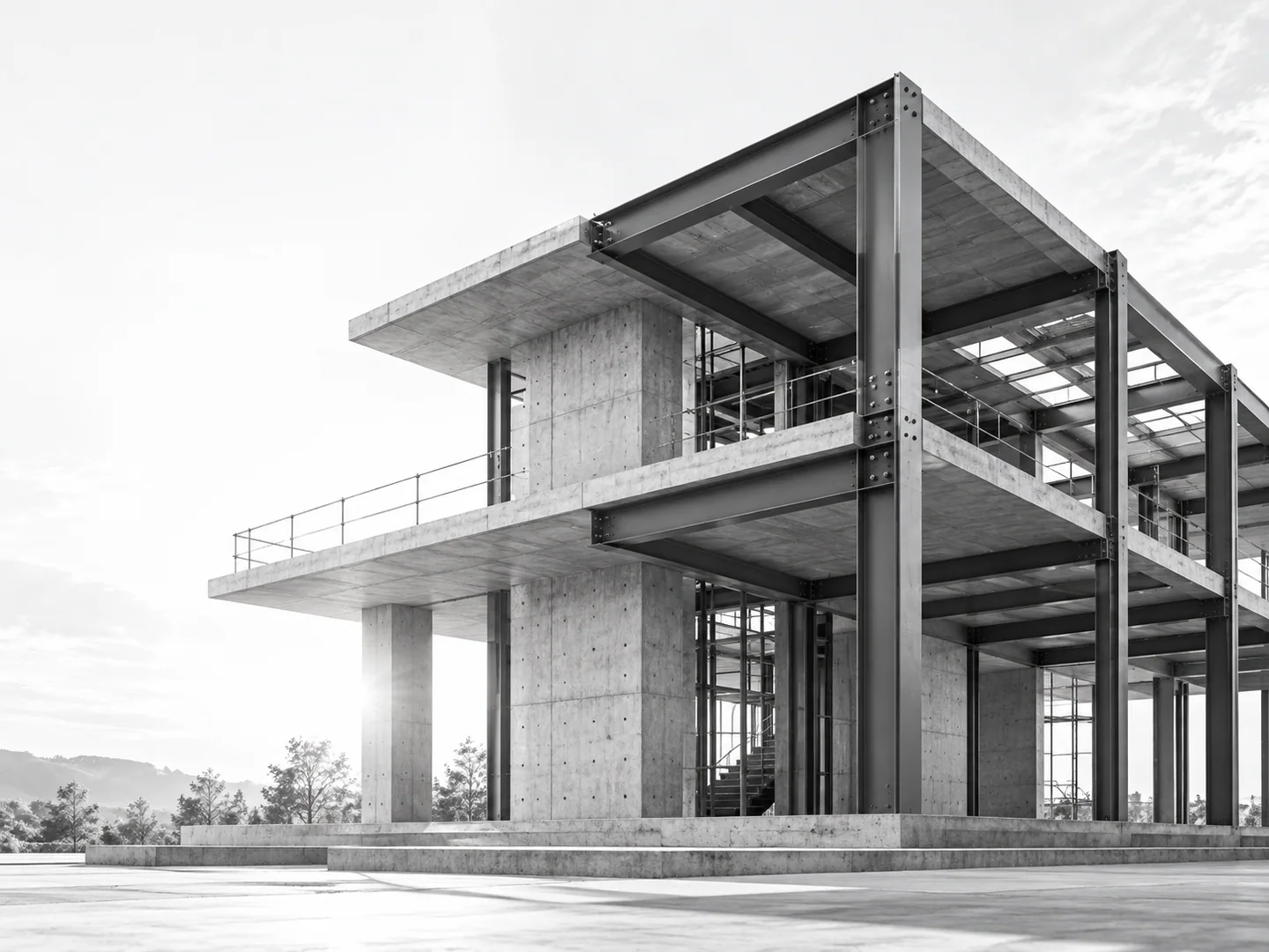 Structură din beton și oțel pentru o clădire modernă