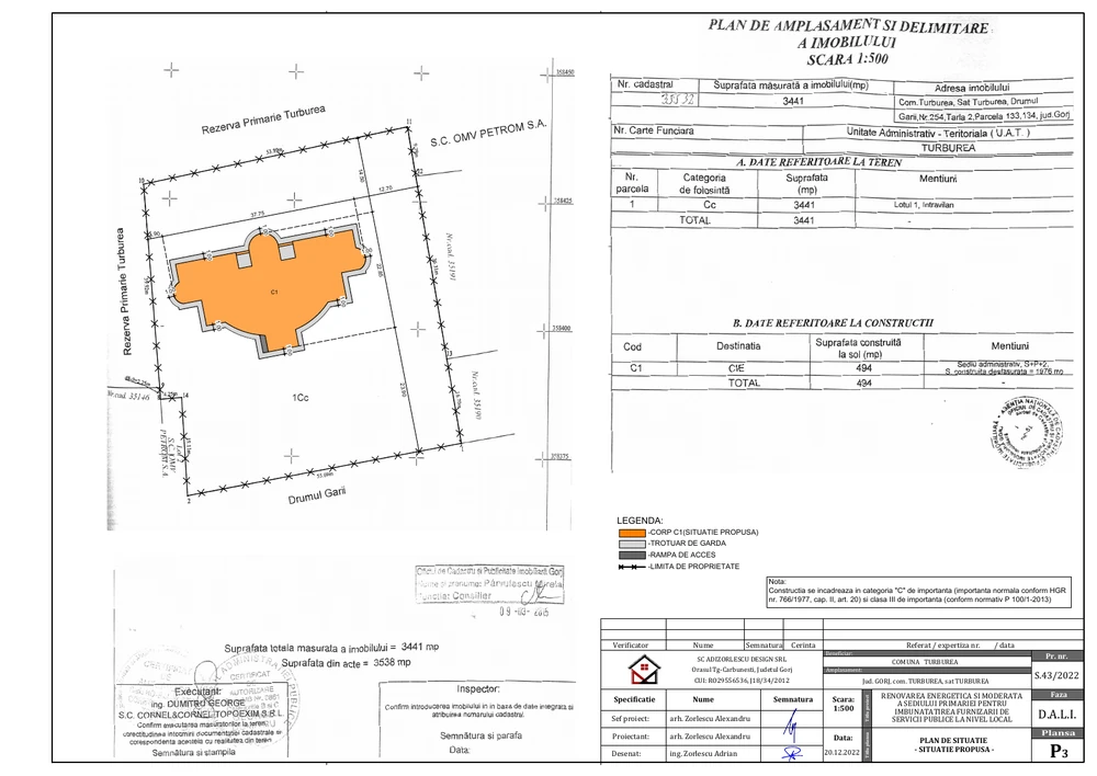 Renovare energetică și moderată a sediului primăriei pentru îmbunătățirea furnizării de servicii publice la nivel local — Plan de situație