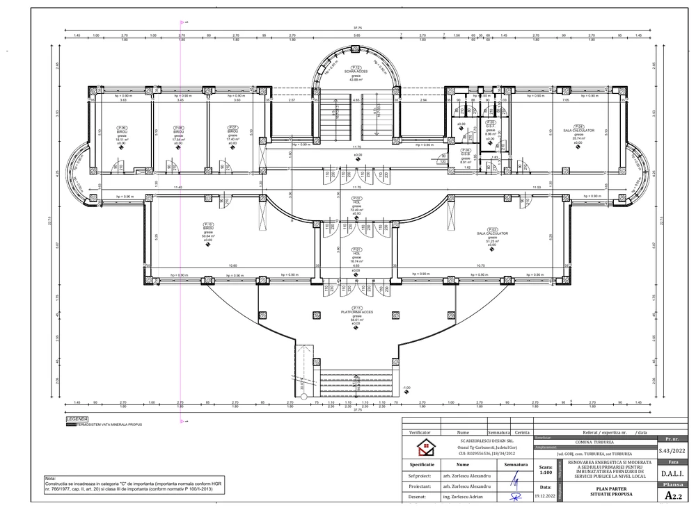 Renovare energetică și moderată a sediului primăriei pentru îmbunătățirea furnizării de servicii publice la nivel local — Planurile nivelurilor