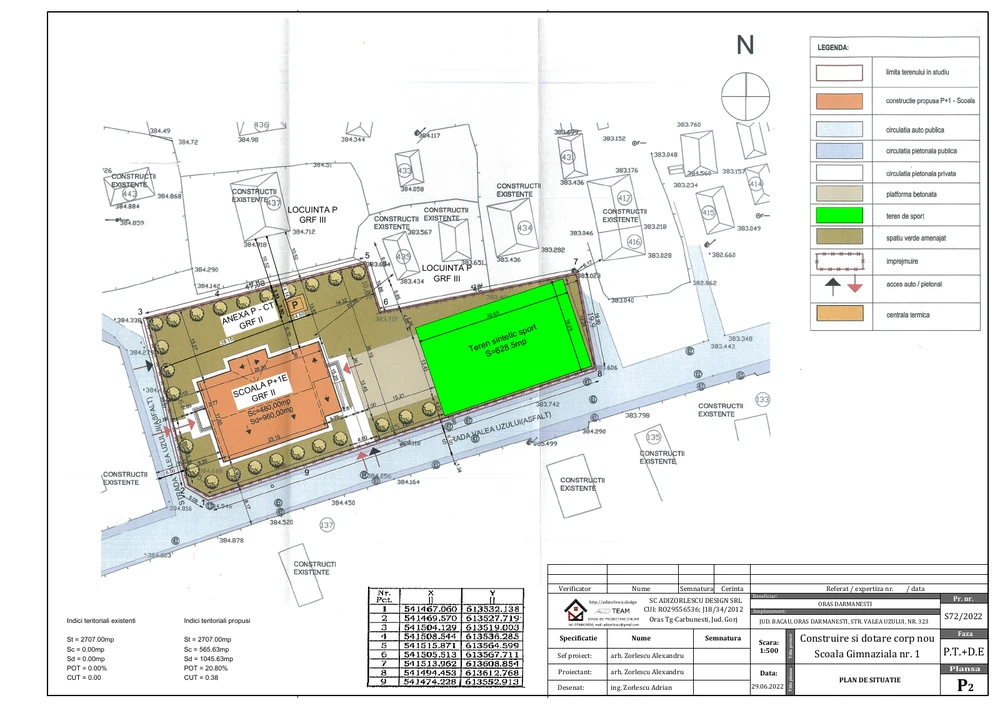 Construire și dotare corp nou Școala Gimnazială nr. 1 — Plan de situație