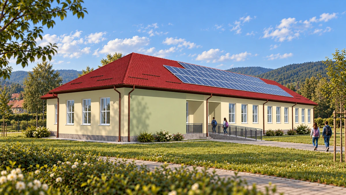 Modernizare și renovare pentru imobilul școala din localitatea Câlnic, județul Gorj, în vederea creșterii eficienței energetice — randare 4