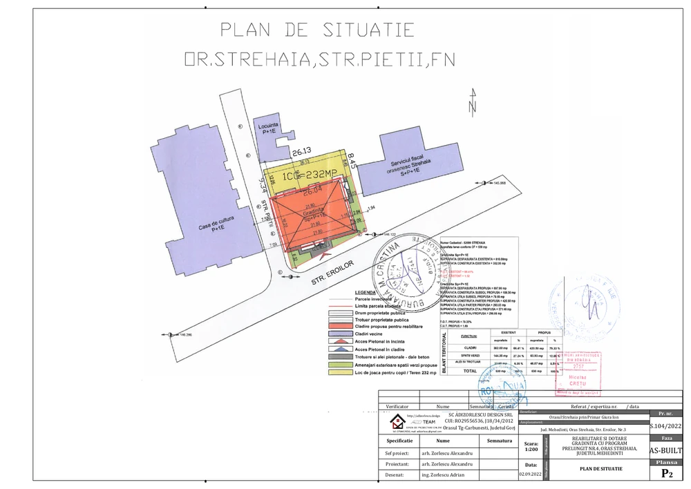 Reabilitare și dotare Grădinița cu program prelungit Nr.4, oraș Strehaia, județul Mehedinți — Plan de situație