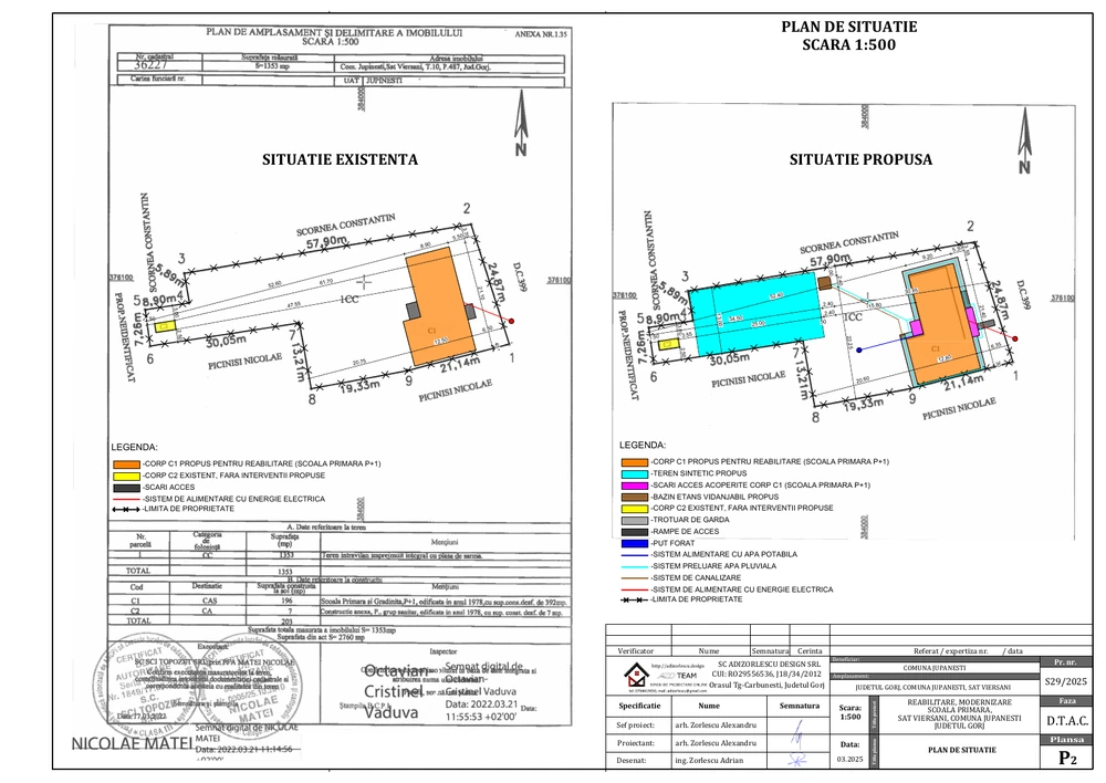 Reabilitare, modernizare Școala Primară, sat Viersani, comuna Jupânești, județul Gorj — Plan de situație