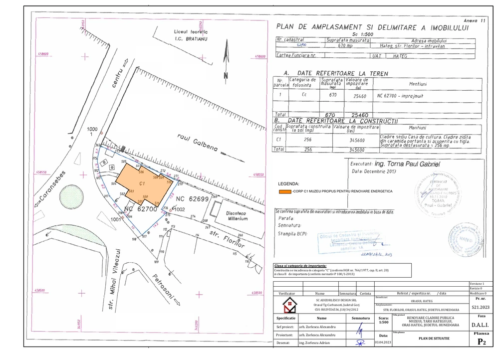 Renovare clădire publică Muzeul Țării Hațegului, oraș Hațeg, județul Hunedoara — Plan de situație