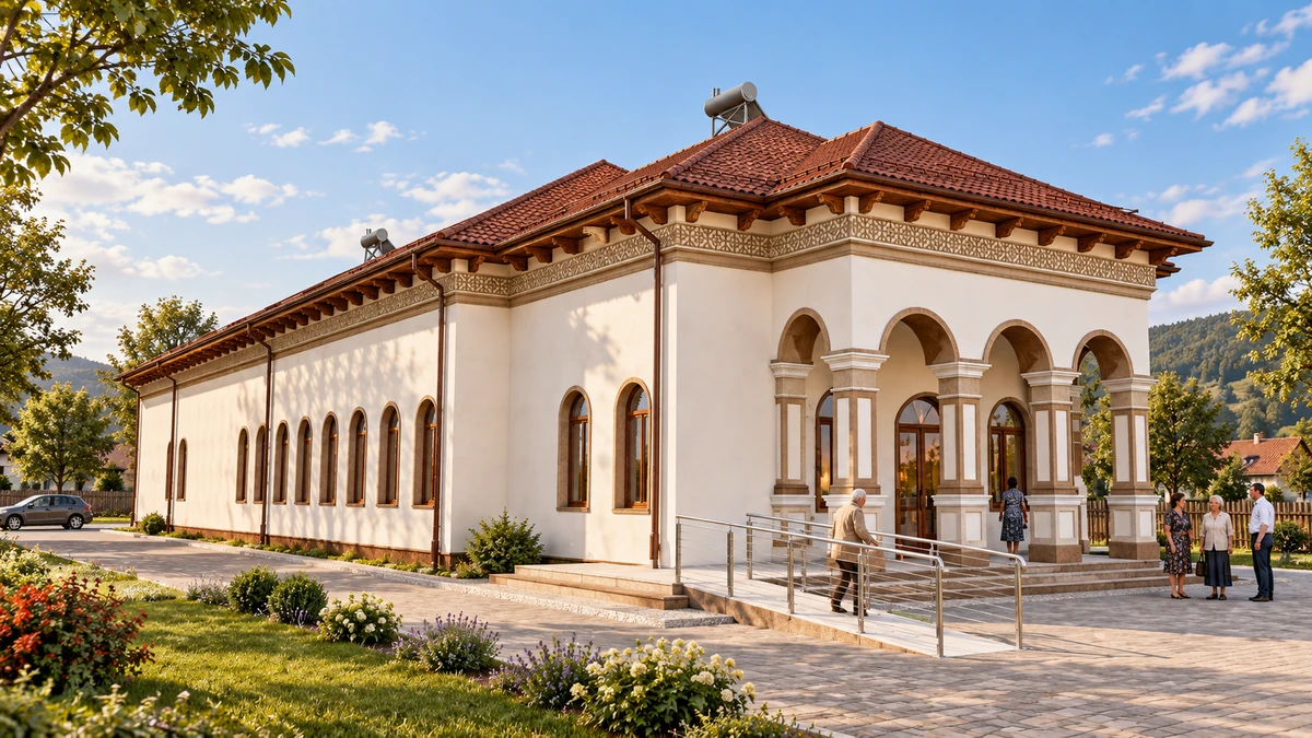 Construire cămin cultural, sat Hăiești, comuna Săcelu, Gorj — randare 1