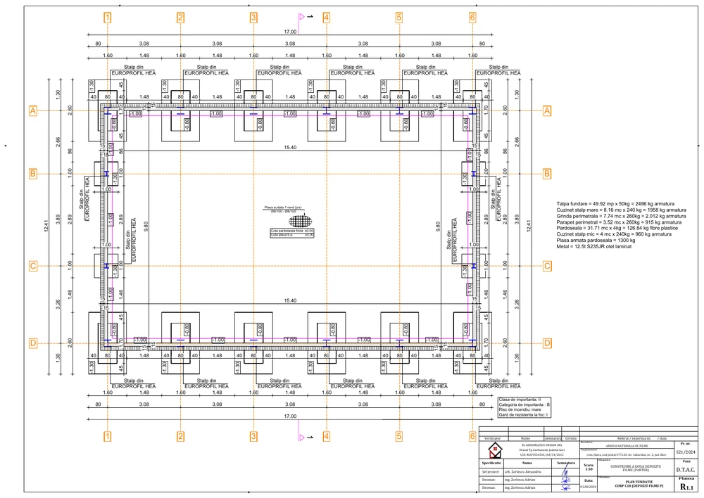 Construire a două depozite filme (parter) — Plan fundații — depozit C18