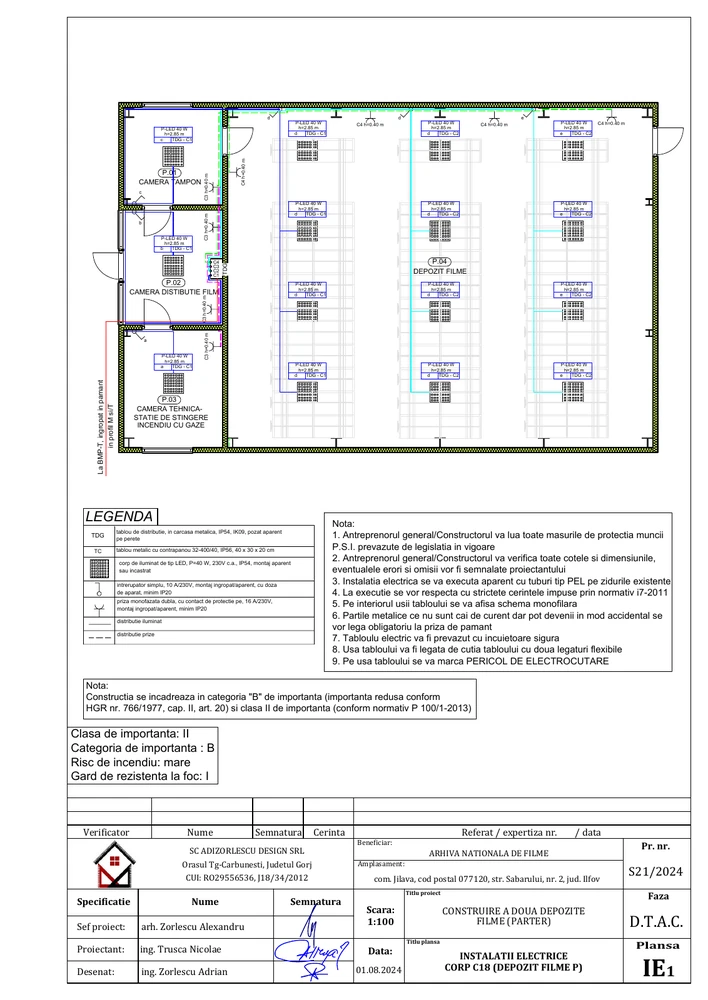 Construire a două depozite filme (parter) — Instalații electrice — depozit C18
