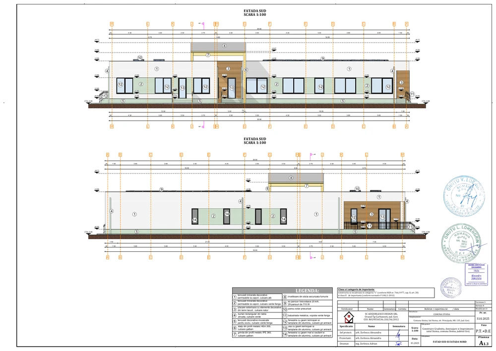 Construire grădiniță, amenajare și împrejmuire teren, satul Stoina, comuna Stoina, județul Gorj — Fațade sud — principală — și nord