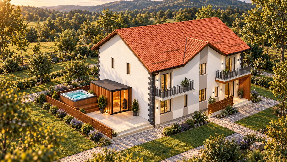 Construire pensiune turistică P+E, împrejmuire, bazin vidanjabil — randare 4