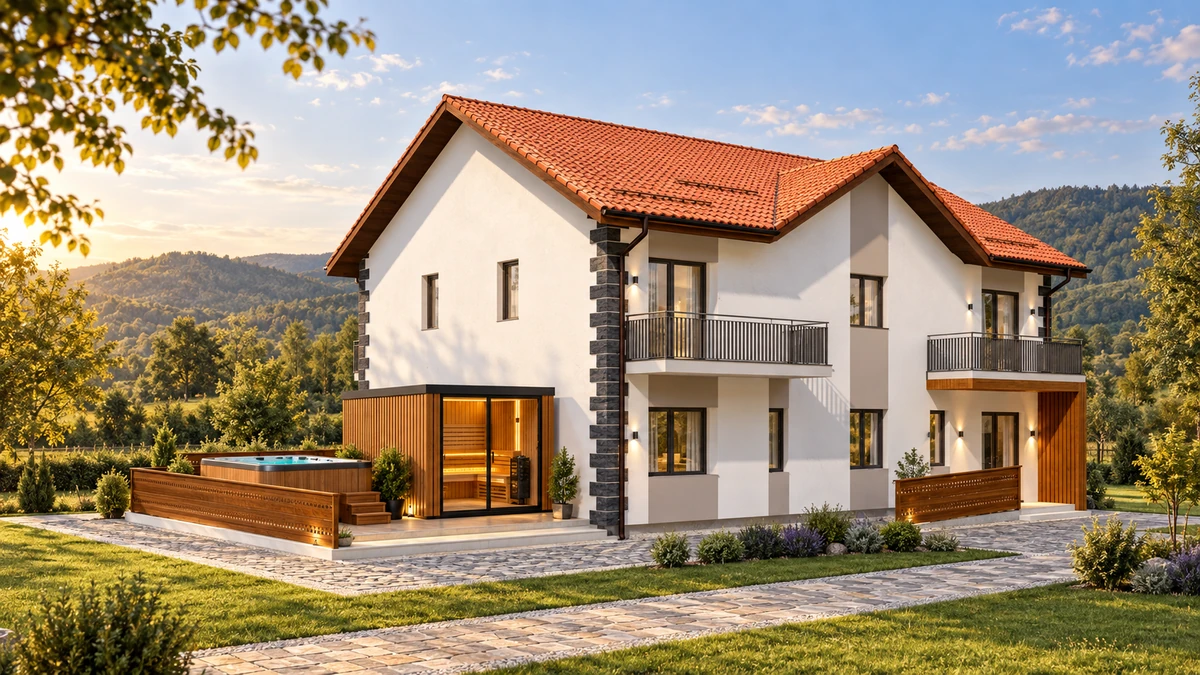 Construire pensiune turistică P+E, împrejmuire, bazin vidanjabil — randare 6