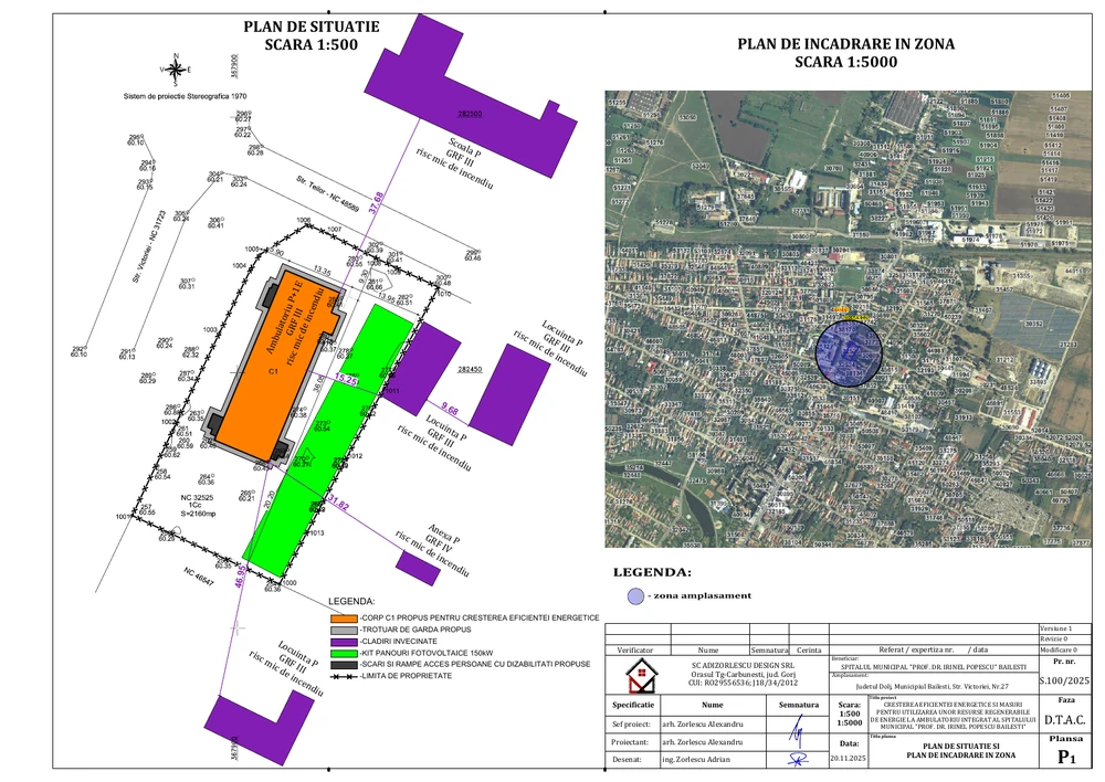 Creșterea eficienței energetice și măsuri pentru utilizarea unor resurse regenerabile de energie la Ambulatoriul Integrat al Spitalului Municipal „Prof. Dr. Irinel Popescu” Băilești — Plan de situație