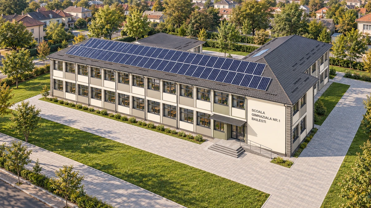 Creșterea eficienței energetice și măsuri pentru utilizarea unor resurse regenerabile de energie la Școala Gimnazială Nr.1 din municipiul Băilești — corpuri C1,C2 — randare 1