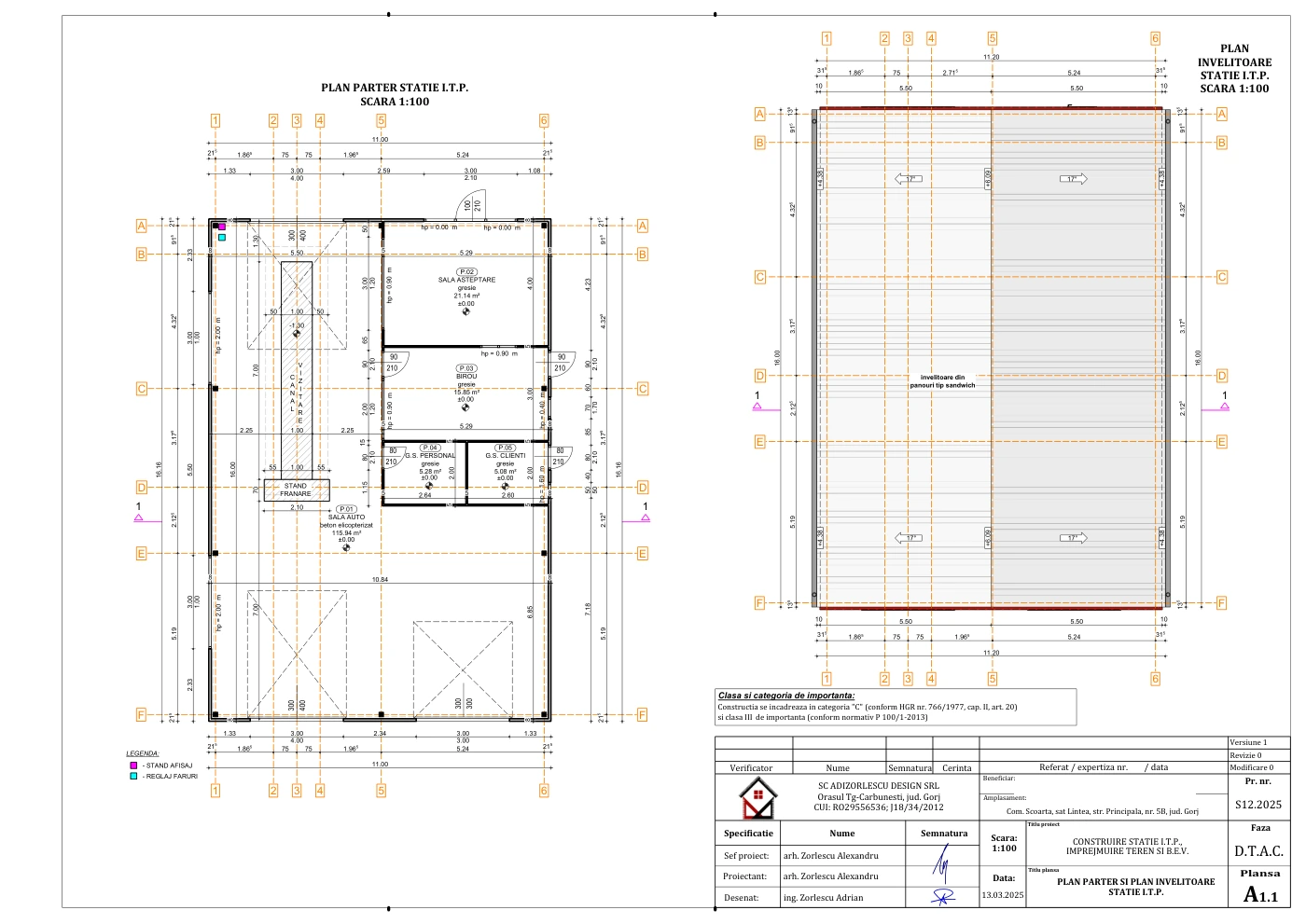 Construire stație I.T.P., împrejmuire teren și B.E.V. — Plan parter și învelitoare — stație I.T.P.