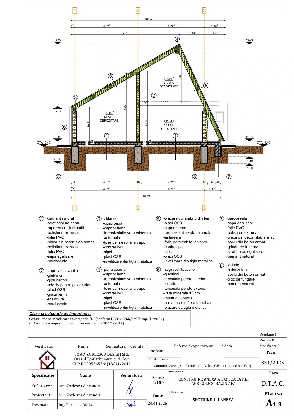 Construire anexă a exploatației agricole și bazin apă — Secțiune — anexă