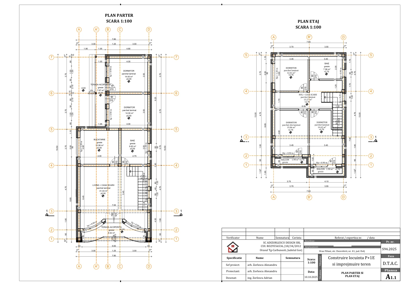Construire locuință P+1 și împrejmuire teren — Planurile nivelurilor