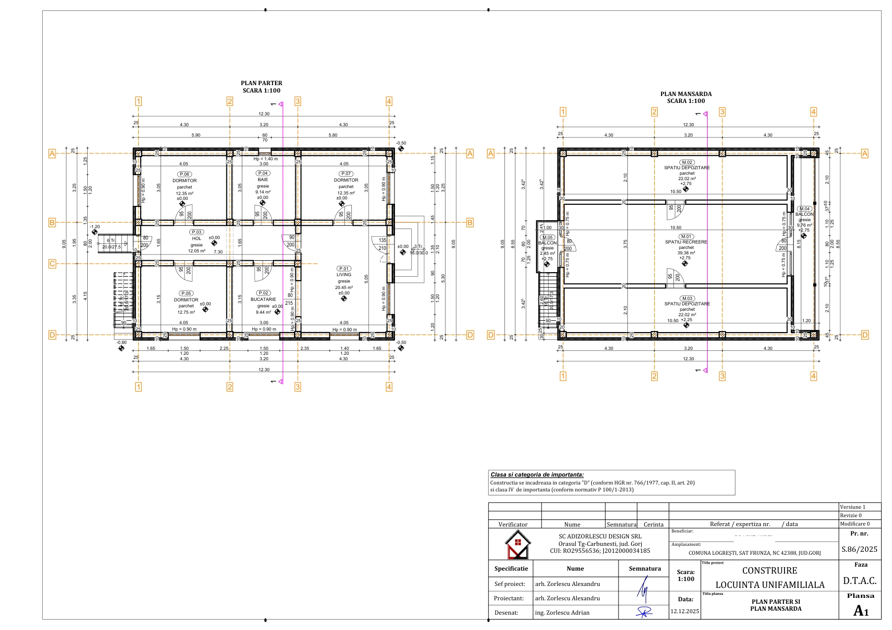 Construire locuință unifamilială — Plan parter și mansardă
