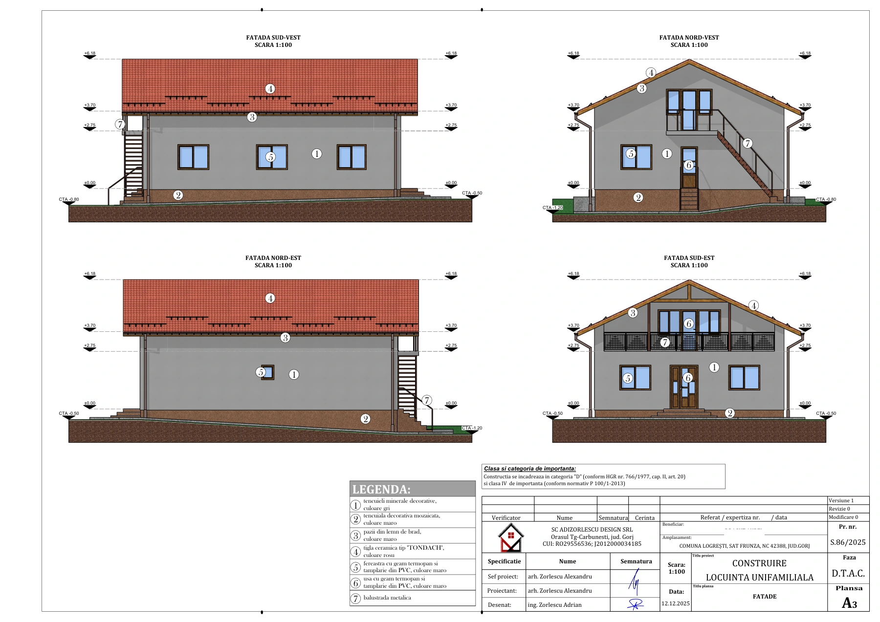 Construire locuință unifamilială — Fațade — principală și celelalte laturi
