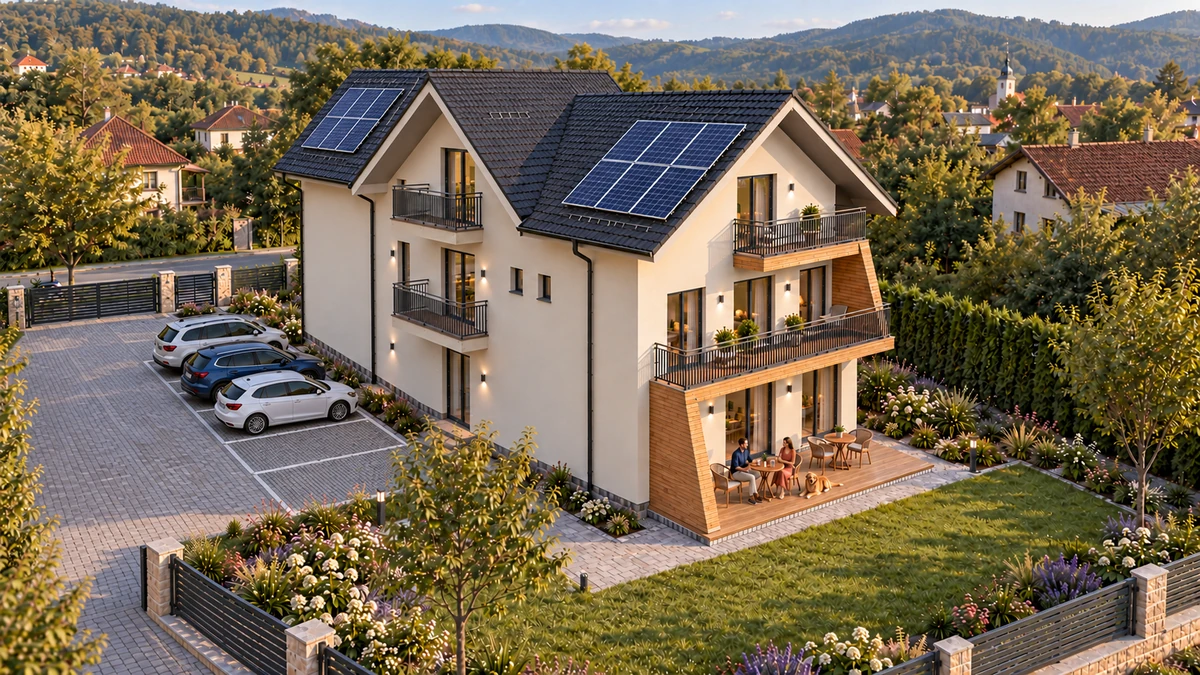 Reabilitare, modernizare, extindere, schimbare de destinație din spațiu comercial în pensiune și împrejmuire teren — randare 5