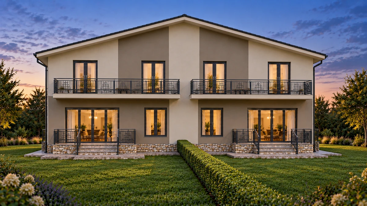Locuință duplex cu terase și balcoane spre grădină — randare 6
