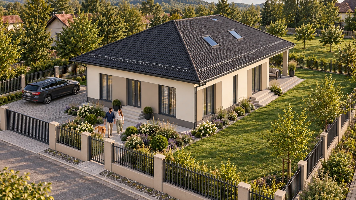 Casă pe un nivel cu terasă amplă spre grădină — randare 6