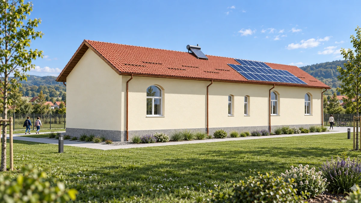 Modernizare și renovare pentru imobilul Școală Primară din sat Crușeț nr.2, comuna Crușeț, județul Gorj, în vederea creșterii eficienței energetice — randare 2