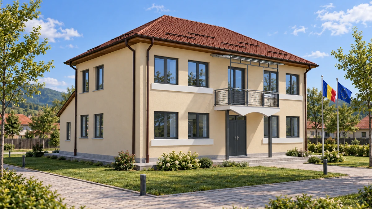Modernizare și renovare pentru imobilul Sediu Primărie din sat Crușeț nr.35, comuna Crușeț, județul Gorj, în vederea creșterii eficienței energetice — randare 1