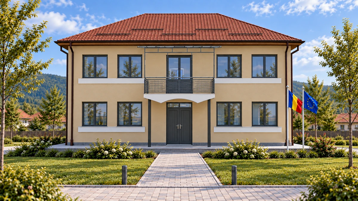 Modernizare și renovare pentru imobilul Sediu Primărie din sat Crușeț nr.35, comuna Crușeț, județul Gorj, în vederea creșterii eficienței energetice — randare 3