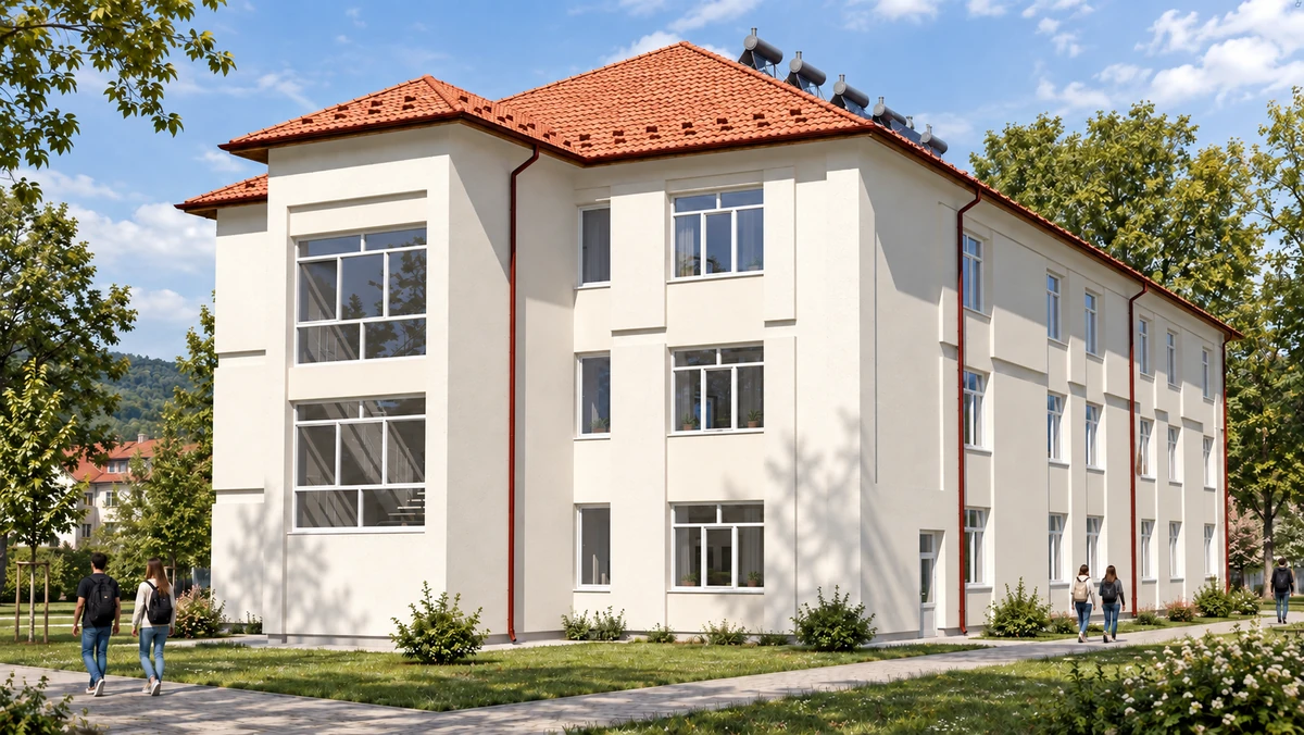 Reabilitarea moderată a corpului de clădire C11 al Liceului Tehnologic „Matei Basarab”, oraș Strehaia, județul Mehedinți, în vederea îmbunătățirii furnizării de servicii publice — randare 3