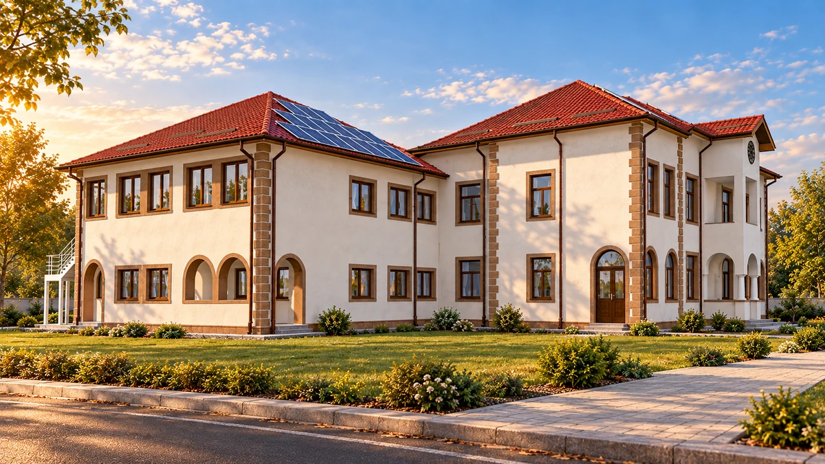 Investiții în clădirile publice din comuna Cocorăștii-Colț pentru îmbunătățirea eficienței energetice și reducerea emisiilor de gaze cu efect de seră — Sediu Primărie — randare 3