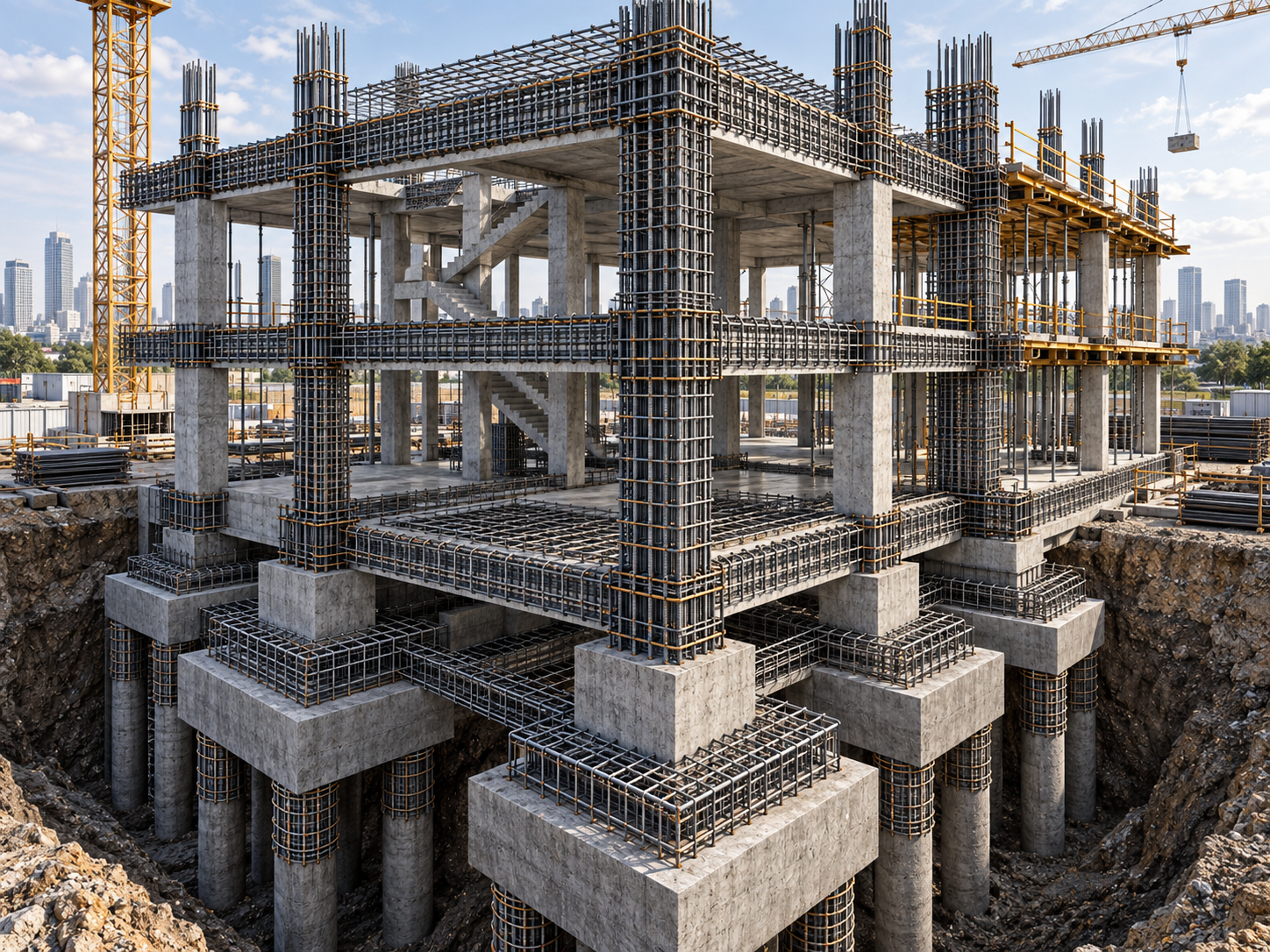 Exemplu ilustrativ de armare 3D a unei structuri din beton armat