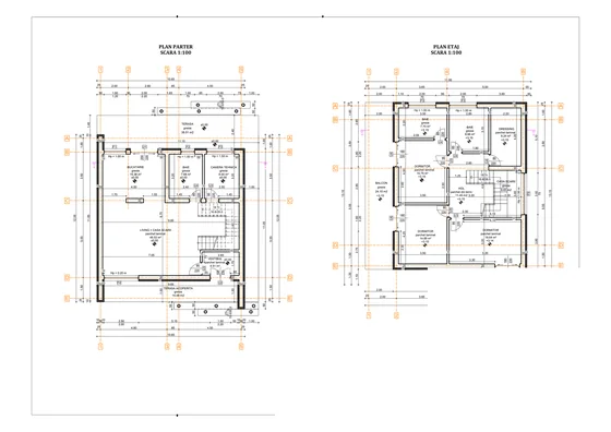 Casă cu lamele verticale din lemn — plan parter și plan etaj