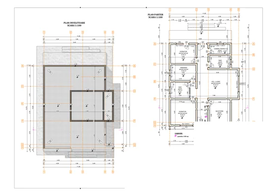 Casă parter cu portal volumetric — plan parter și învelitoare