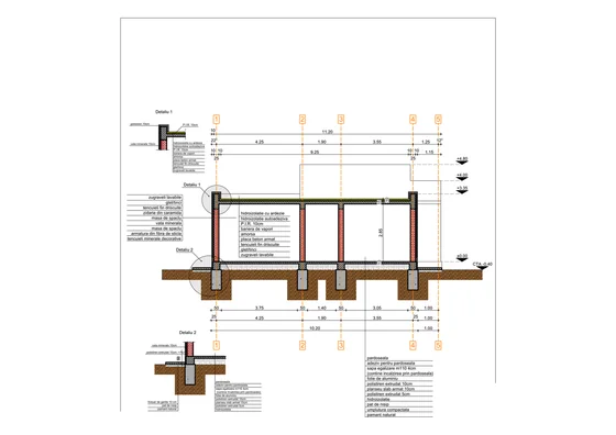 Casă parter cu portal volumetric — secțiune transversală