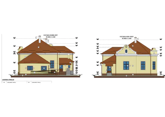 Fațadele sud-vest și nord-est propuse pentru Grădinița cu program normal Hațeg