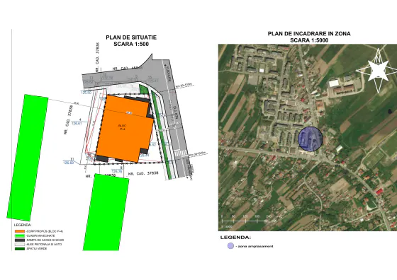 Plan de situație pentru clădirea mixtă P+4 din Turceni